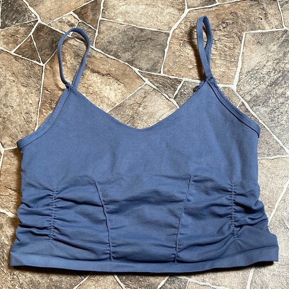 Free People Tops - NWOT Free People Movement Good Karma Ruched Crop Tank in Blue Sz M/L
